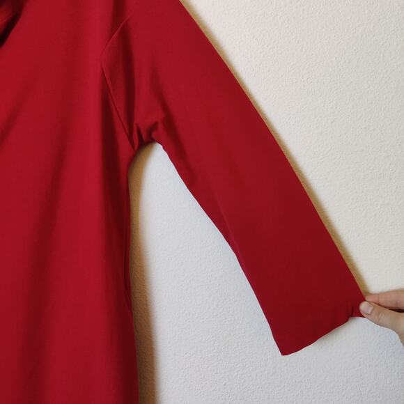 Le Muse Red Tube Dress Chic Cowl Neck Large Lagenlook Minimalist Quiet Luxury - Picture 5 of 14